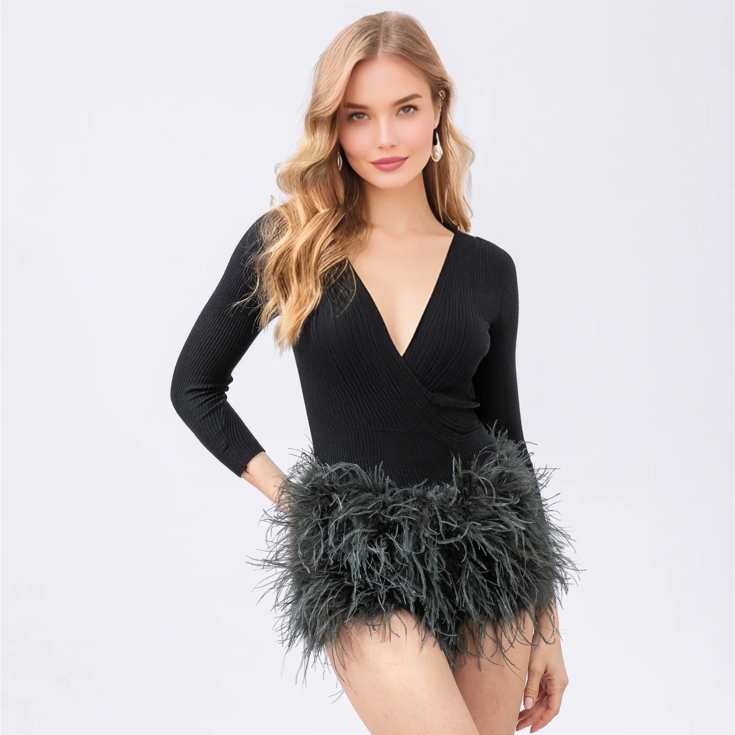 Natural Ostrich Fur Feather Shorts Hot Pants for women korean Club Party Music Festival Sexy Furry FluffyTight Pants black brown