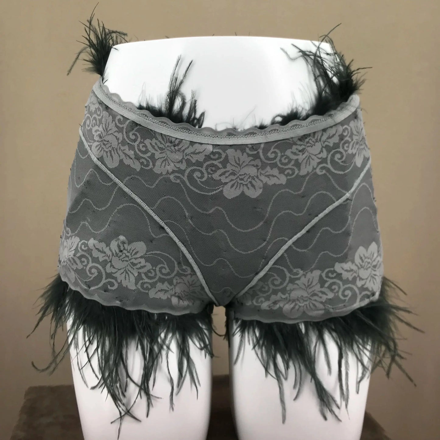 Natural Ostrich Fur Feather Shorts Hot Pants for women korean Club Party Music Festival Sexy Furry FluffyTight Pants black brown